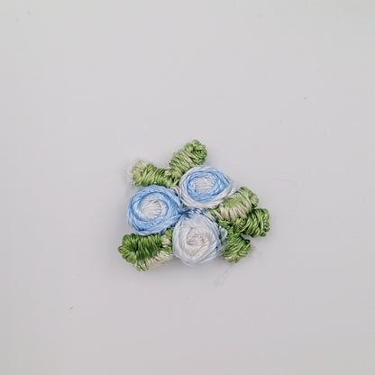 VINTAGE appliques cute white light blue flower embroidery Patches #311