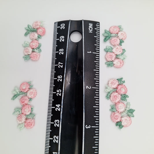 FLORAL VINTAGE appliques light green pink flower Patches #302