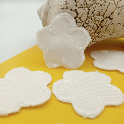 FLORAL VINTAGE appliques white flower twill Patches #286