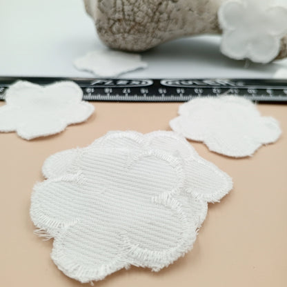 FLORAL VINTAGE appliques white flower twill Patches #286