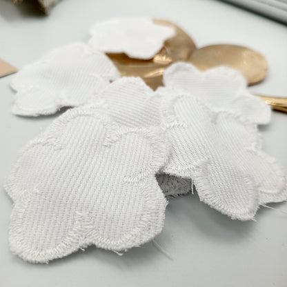 FLORAL VINTAGE appliques white flower twill Patches #286