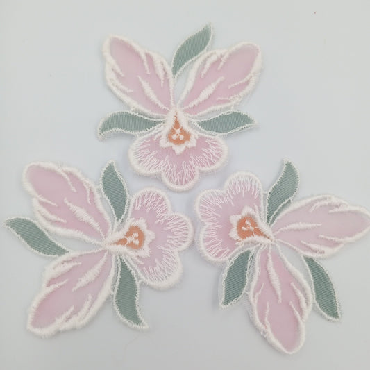 FLORAL VINTAGE appliques pink white orange green flower Patches #283