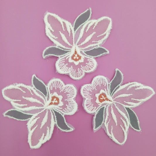 FLORAL VINTAGE appliques pink white orange green flower Patches #283