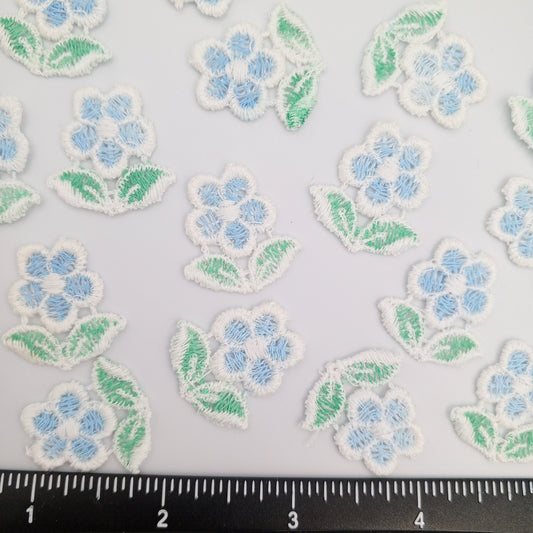FLORAL VINTAGE appliques white blue flower Patches #275