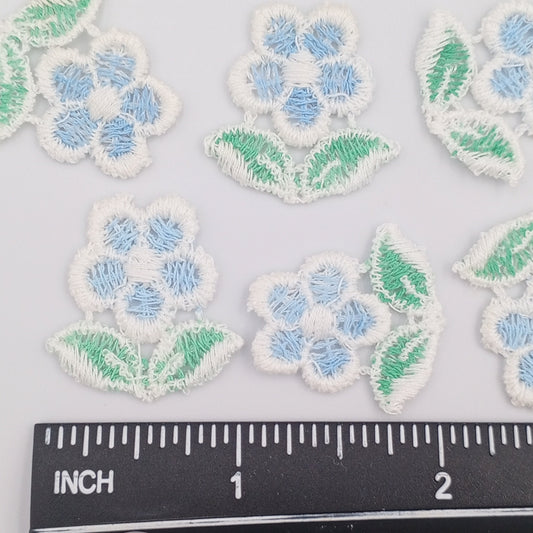 FLORAL VINTAGE appliques white blue flower Patches #275