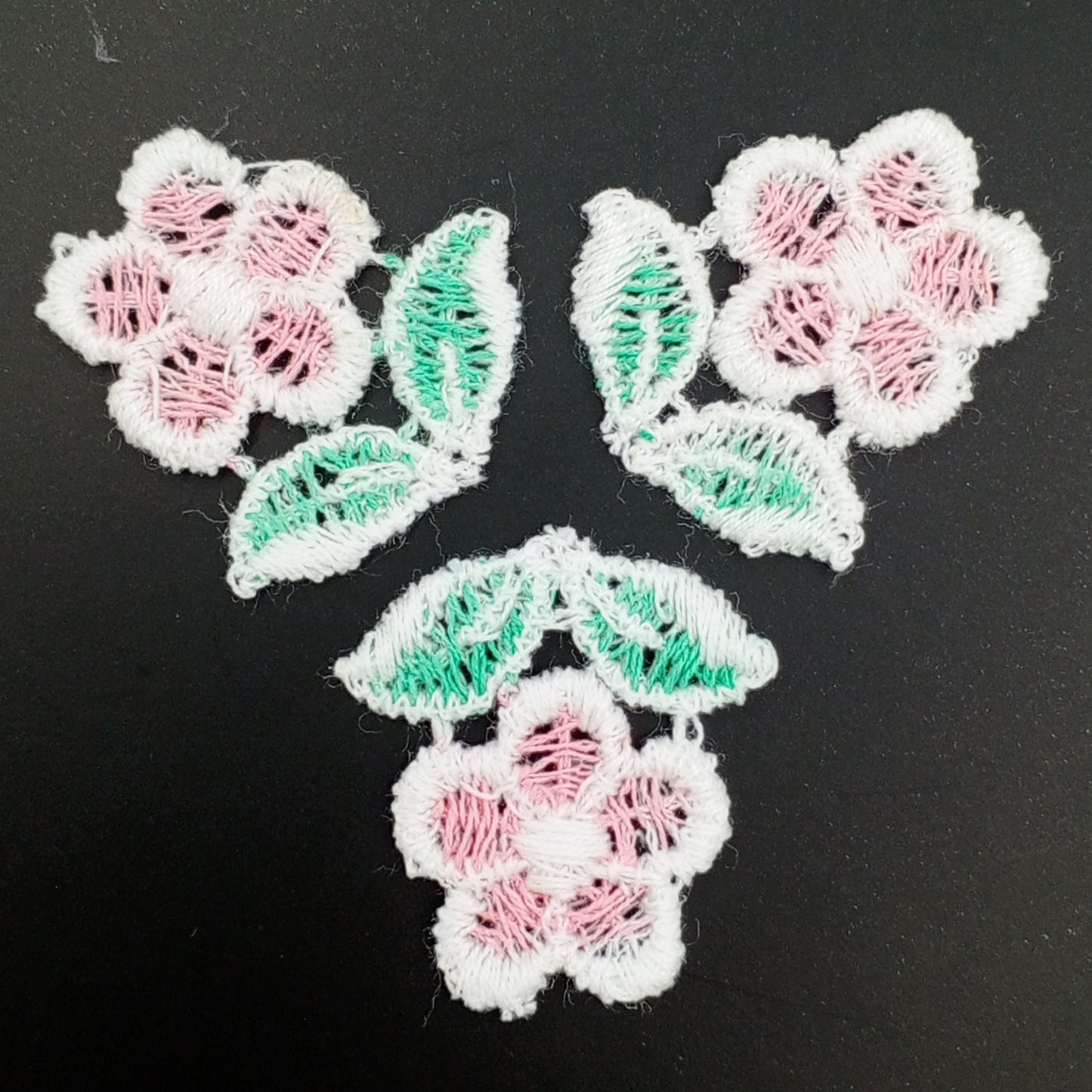 FLORAL VINTAGE appliques white pink flower Patches #274