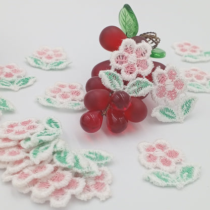 FLORAL VINTAGE appliques white pink flower Patches #274