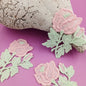 FLORAL VINTAGE appliques green pink flower Patches #272