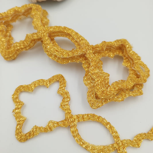 VINTAGE Badge Patches metallic gold Embroidered Appliques #769