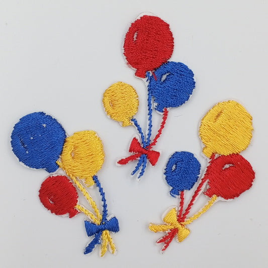 VINTAGE Party Balloon Patches Navy blue yellow red Embroidered Appliques #932