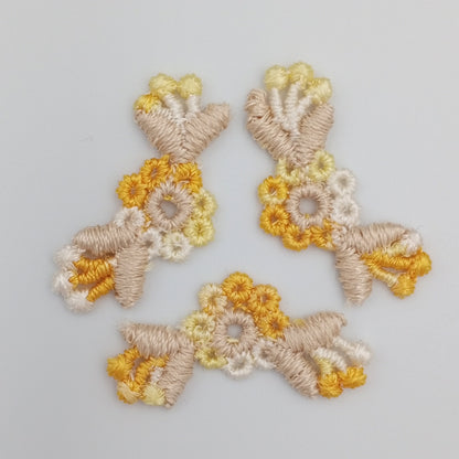 VINTAGE appliques yellow natural flower embroidery Patches #328