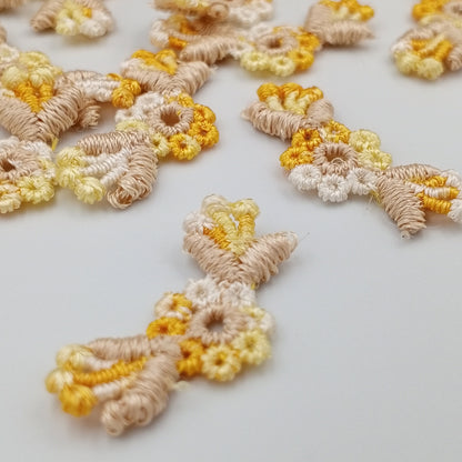 VINTAGE appliques yellow natural flower embroidery Patches #328