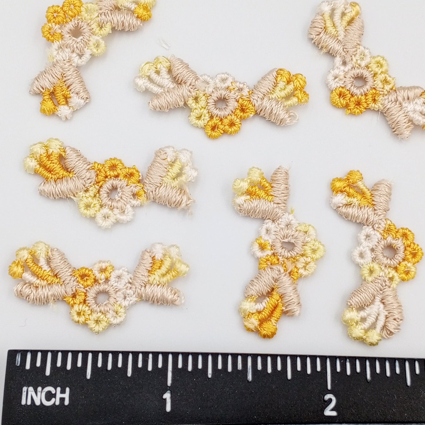 VINTAGE appliques yellow natural flower embroidery Patches #328