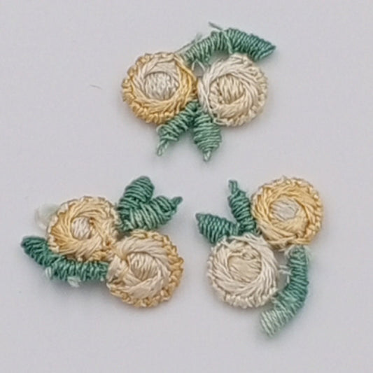 VINTAGE appliques cute green yellow flower embroidery Patches #315