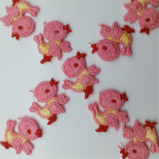 Sweet little chicken vintage appliques Pink yellow orange chicks Patches bird decorative sewing appliqué #405