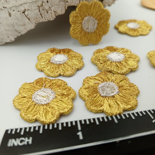 FLORAL VINTAGE appliques silver metallic gold flower Patches iron on #219