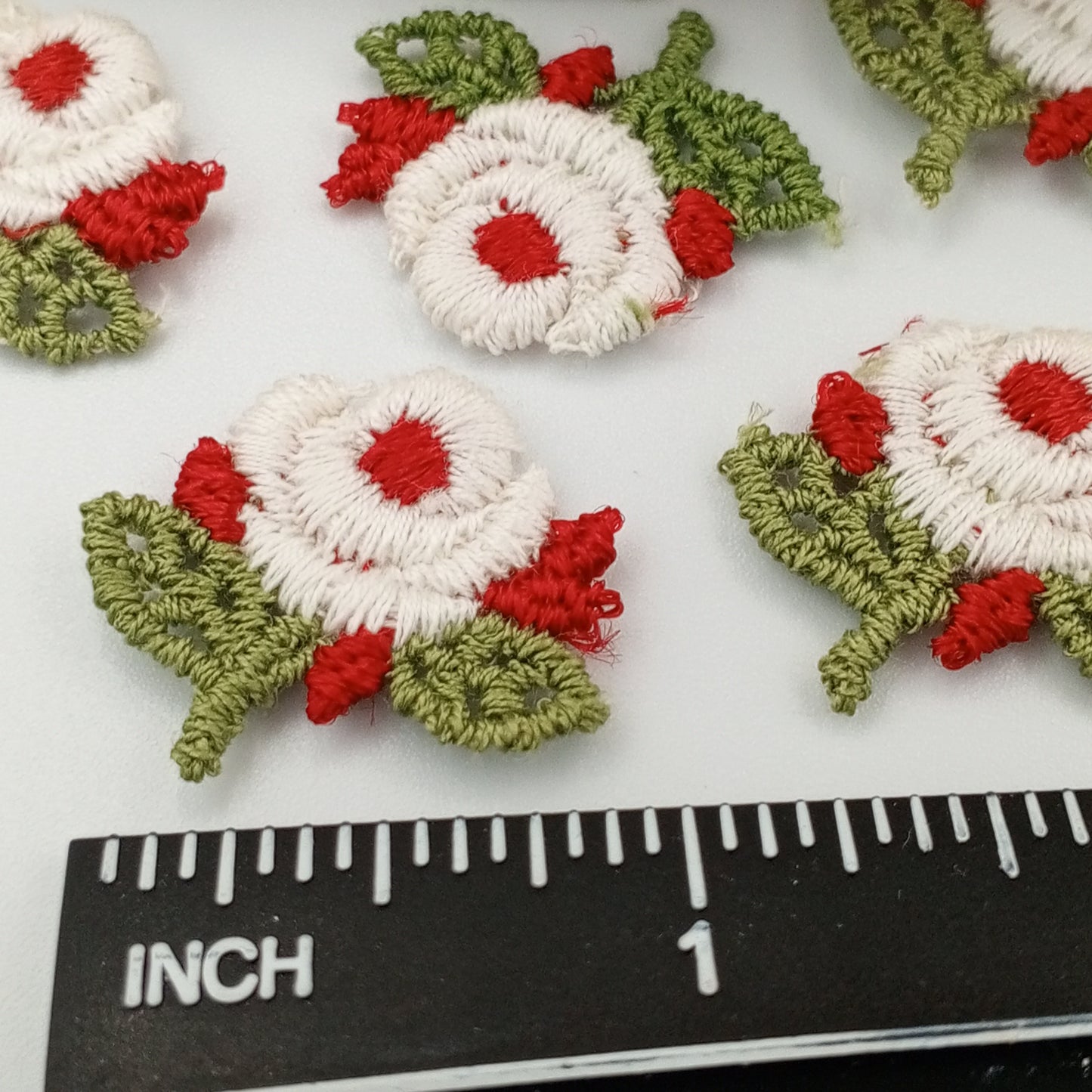 FLORAL VINTAGE applique Red Green Beige Flower Patches #228