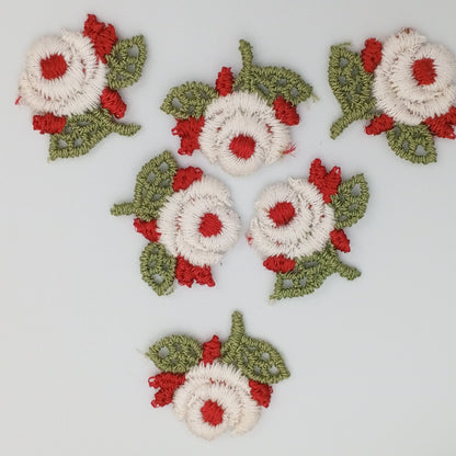 FLORAL VINTAGE applique Red Green Beige Flower Patches #228