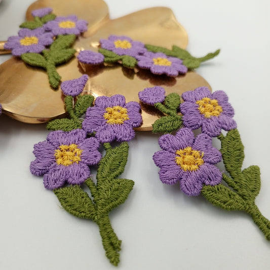 FLORAL VINTAGE appliques purple yellow green flower Patches #234