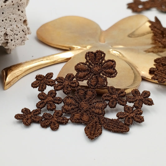 FLORAL VINTAGE appliques brown flower Patches #238