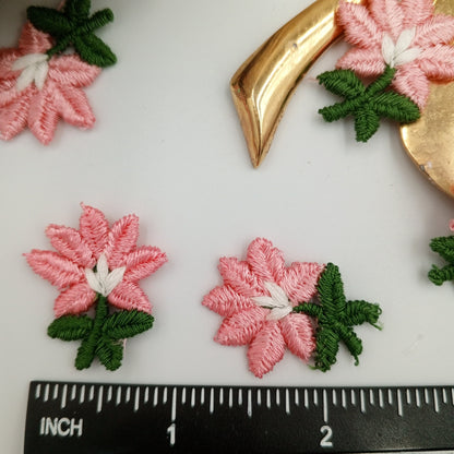 FLORAL VINTAGE appliques pink white flower Patches #241