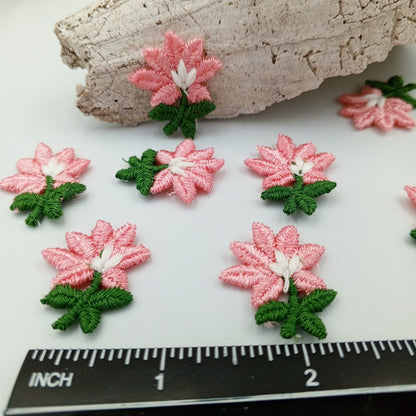 FLORAL VINTAGE appliques pink white flower Patches #241