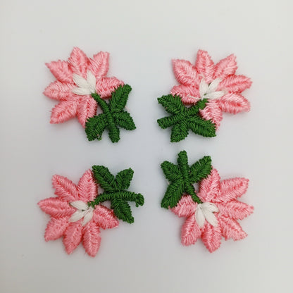 FLORAL VINTAGE appliques pink white flower Patches #241