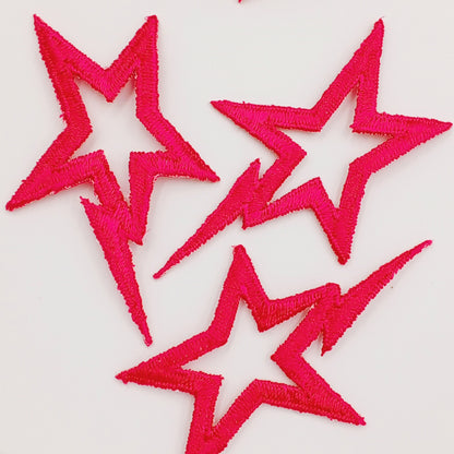 Hot pink Shooting Star appliques VINTAGE Iron on Patches for creative crafting projects #600