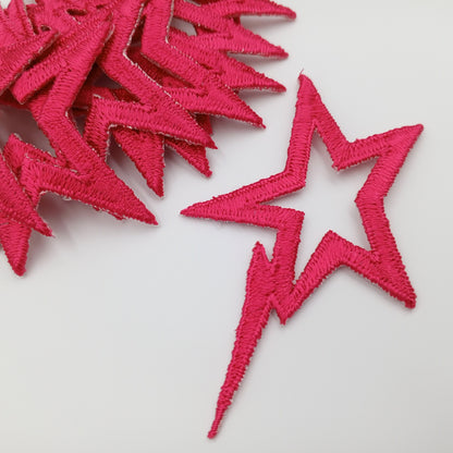 Hot pink Shooting Star appliques VINTAGE Iron on Patches for creative crafting projects #600