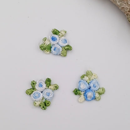 VINTAGE appliques cute white light blue flower embroidery Patches #311