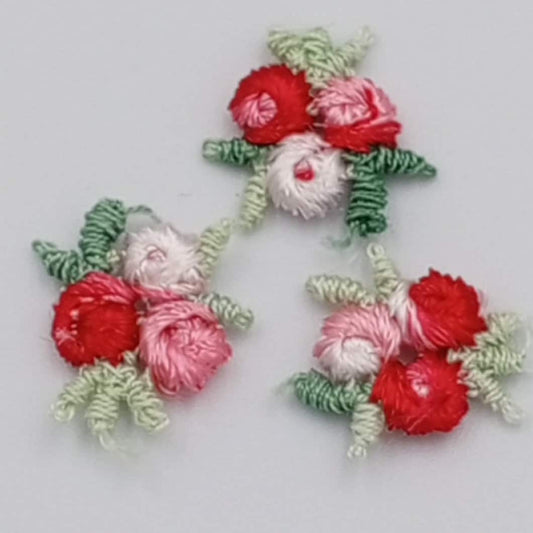 VINTAGE appliques cute white pink red flower embroidery Patches #305