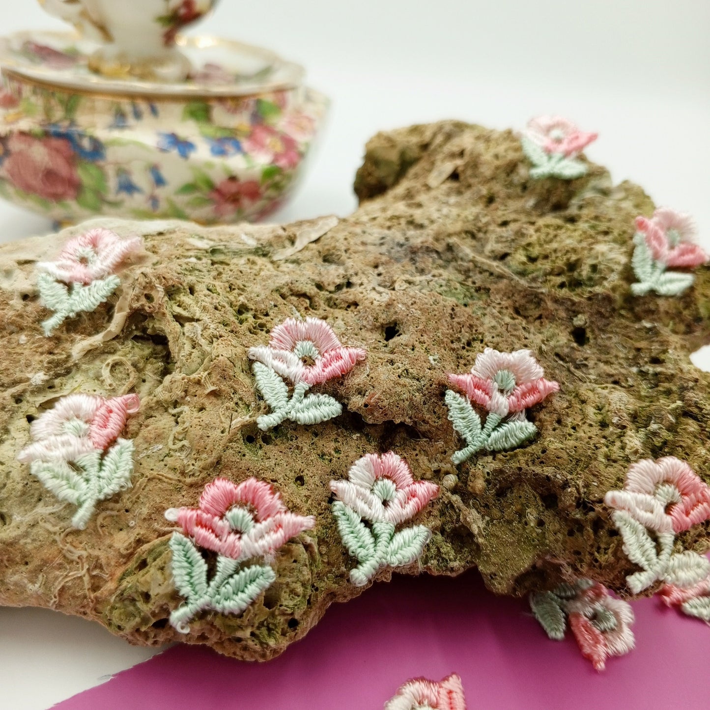 VINTAGE appliques cute pastel pink flower Patches #288