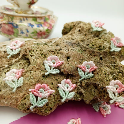 VINTAGE appliques cute pastel pink flower Patches #288
