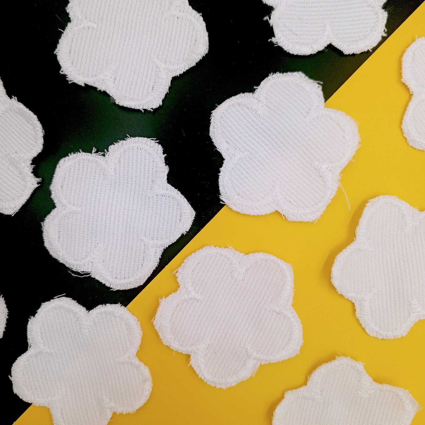 FLORAL VINTAGE appliques white flower twill Patches #286