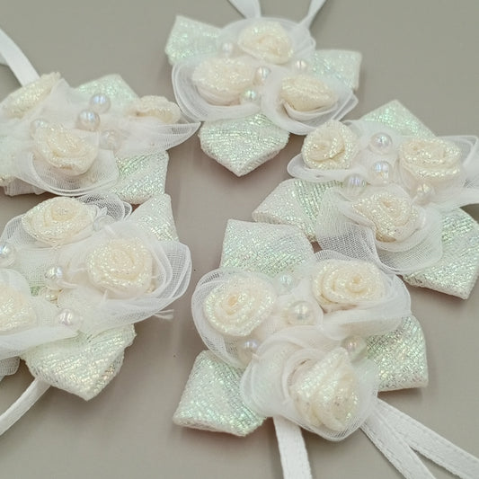 FLORAL VINTAGE applique cream white beaded Flower Patches #280