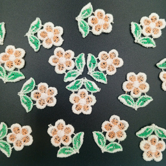 FLORAL VINTAGE appliques white orange flower Patches #276