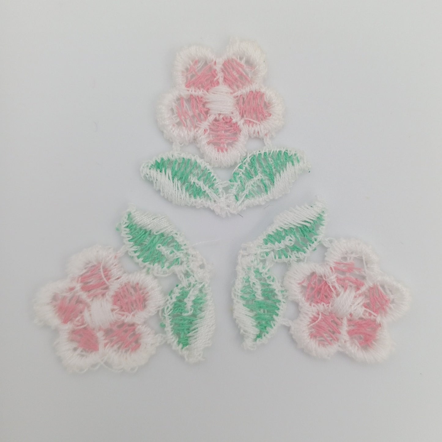 FLORAL VINTAGE appliques white pink flower Patches #274