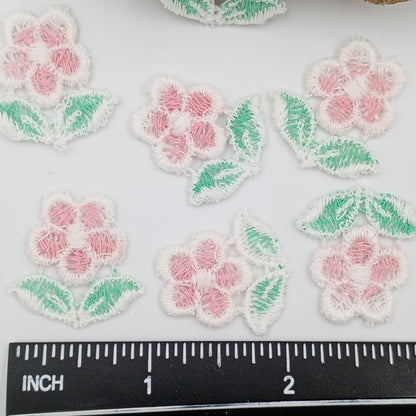 FLORAL VINTAGE appliques white pink flower Patches #274