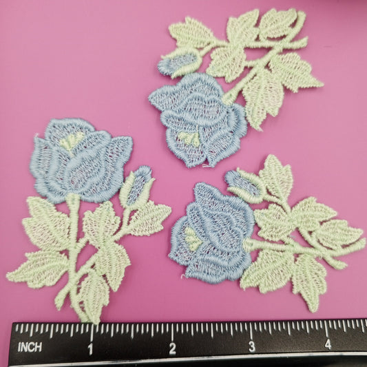 FLORAL VINTAGE appliques blue green flower Patches #273