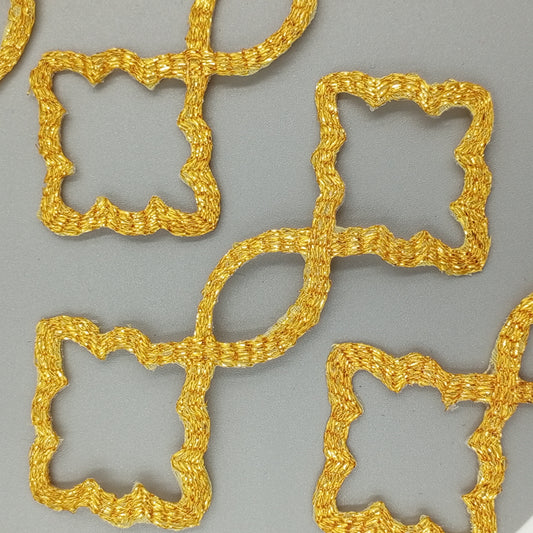 VINTAGE Badge Patches metallic gold Embroidered Appliques #769