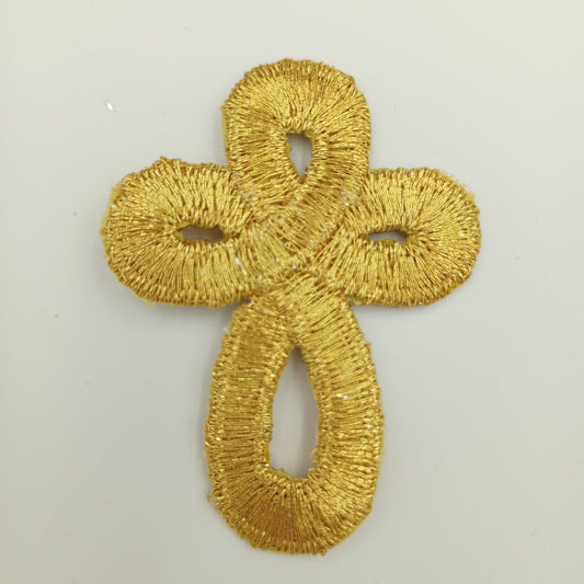 GOLD KNOT Iron on Patches METALLIC Gold Cross knots Design Embroidered Appliques Embellishments #770
