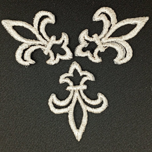 VINTAGE Badge Patches metallic silver Embroidered Appliques #774