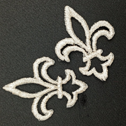 VINTAGE Badge Patches metallic silver Embroidered Appliques #774