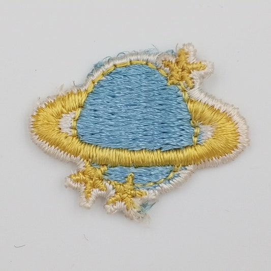 VINTAGE Planet Saturn appliques embroidery Blue yellow Patches #937