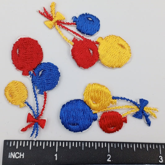 VINTAGE Party Balloon Patches Navy blue yellow red Embroidered Appliques #932