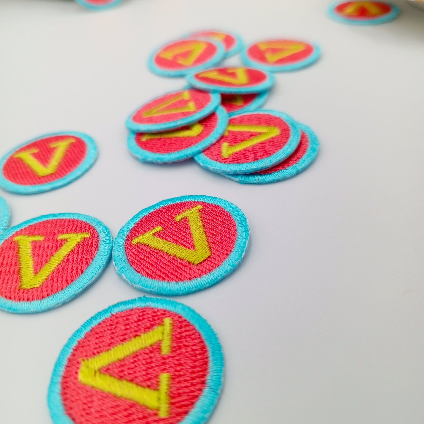 VINTAGE Letter Words Patches blue red V patch Embroidered Appliques #819