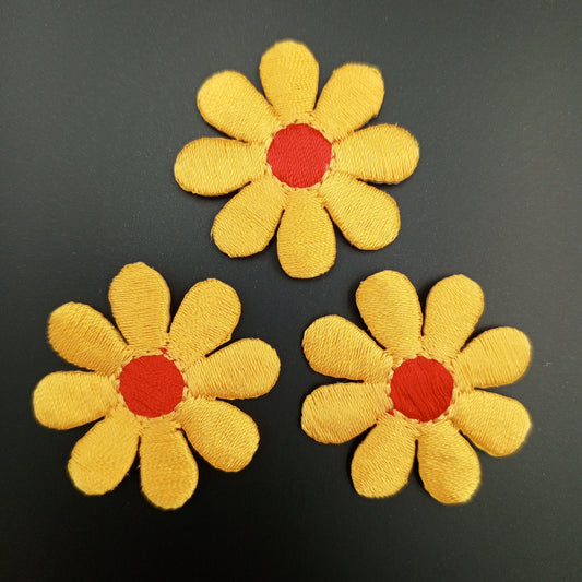FLORAL VINTAGE applique red golden yellow Flower Patches #269