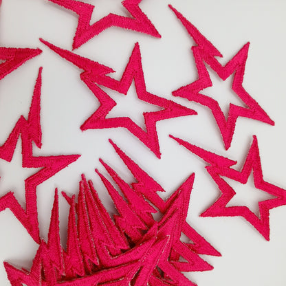 Hot pink Shooting Star appliques VINTAGE Iron on Patches for creative crafting projects #600