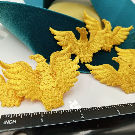Yellow Iron-on Vintage Eagle Embroidered Applique Liberty Emblem Heraldic Uniform Patches for DIY Creative Sewing Decorative Embellishments