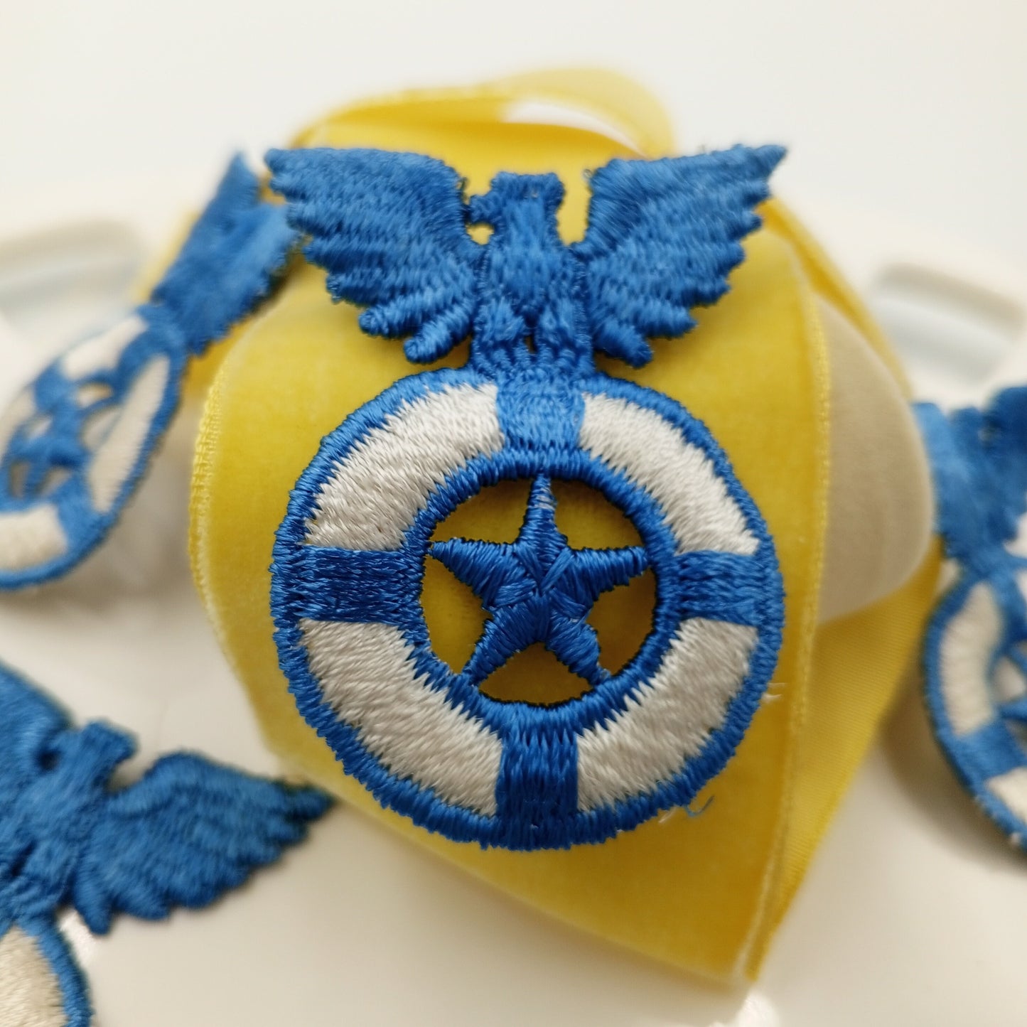 Classic Blue Eagle Vintage White Embroidered Applique Liberty Emblem Lifesaver Star Heraldic Uniform Patches Sewing Embellishments